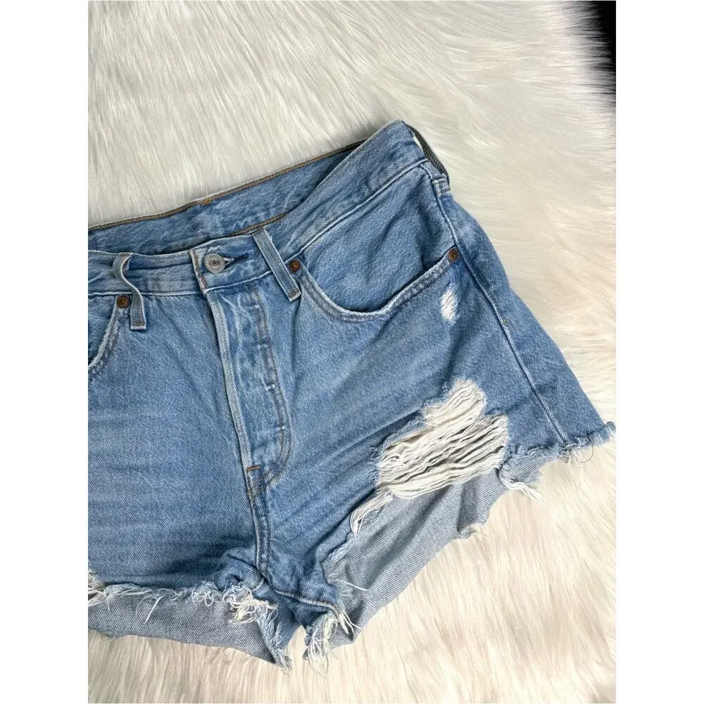 Levi’s 501 Original Fit Distressed High Rise Denim Cut Offs